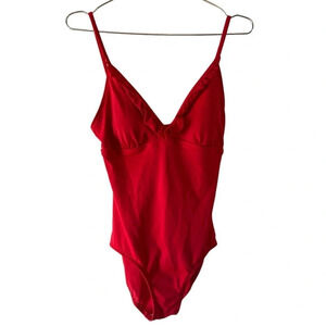 Women’s red one piece swim suit